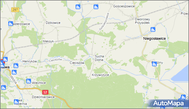 mapa Sucha Dolna, Sucha Dolna na mapie Targeo