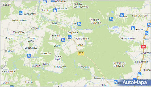 mapa Sucha gmina Pionki, Sucha gmina Pionki na mapie Targeo