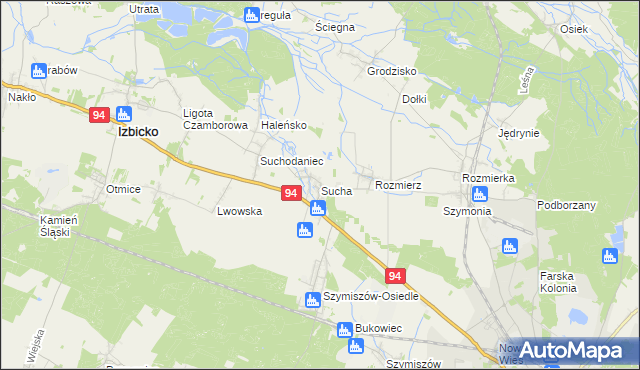 mapa Sucha gmina Strzelce Opolskie, Sucha gmina Strzelce Opolskie na mapie Targeo
