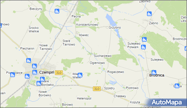 mapa Sucharzewo gmina Brodnica, Sucharzewo gmina Brodnica na mapie Targeo