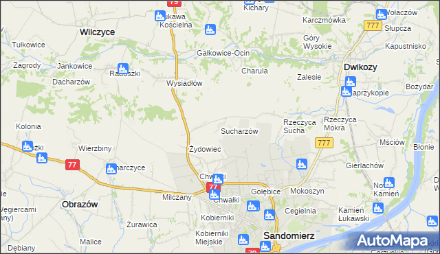 mapa Sucharzów, Sucharzów na mapie Targeo