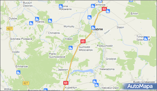 mapa Suchodół Włościański, Suchodół Włościański na mapie Targeo