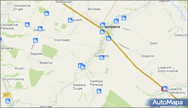 mapa Suchodoły gmina Fajsławice, Suchodoły gmina Fajsławice na mapie Targeo