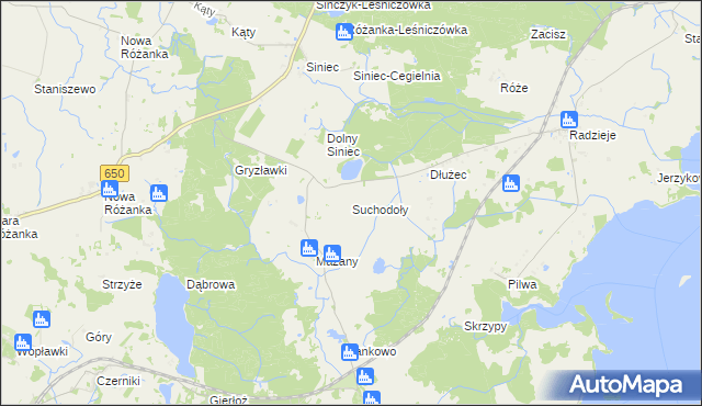 mapa Suchodoły gmina Kętrzyn, Suchodoły gmina Kętrzyn na mapie Targeo