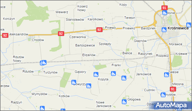 mapa Suchodoły gmina Krośniewice, Suchodoły gmina Krośniewice na mapie Targeo