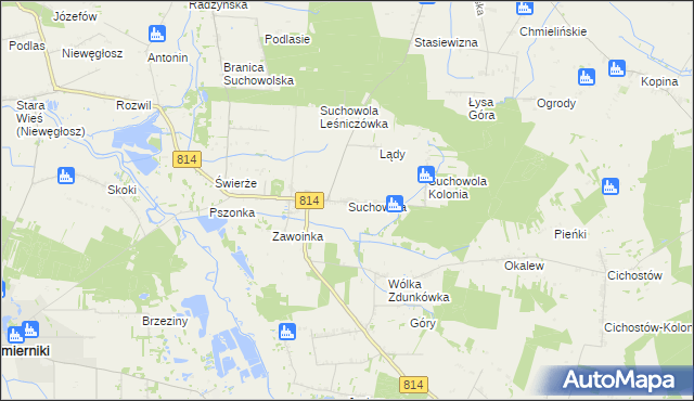 mapa Suchowola gmina Wohyń, Suchowola gmina Wohyń na mapie Targeo