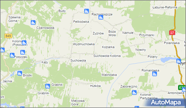 mapa Suchowola-Kolonia, Suchowola-Kolonia na mapie Targeo