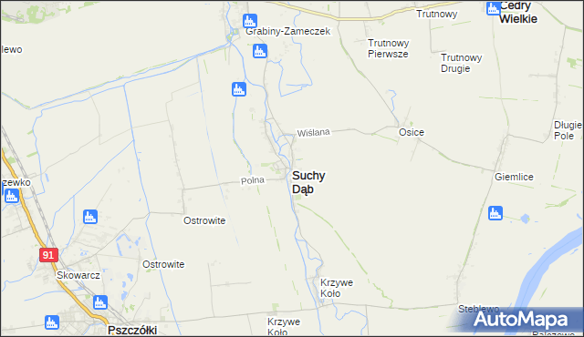 mapa Suchy Dąb, Suchy Dąb na mapie Targeo