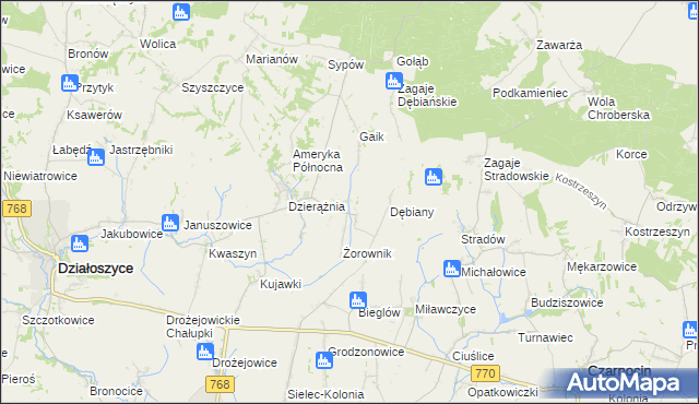 mapa Sudół gmina Działoszyce, Sudół gmina Działoszyce na mapie Targeo