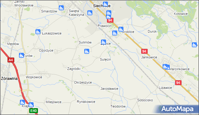 mapa Sulęcin gmina Siechnice, Sulęcin gmina Siechnice na mapie Targeo