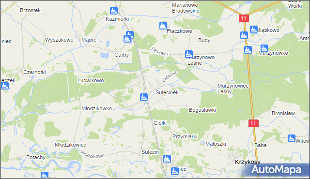 mapa Sulęcinek, Sulęcinek na mapie Targeo