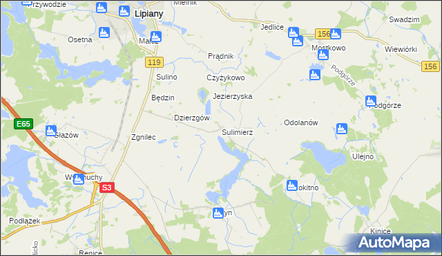 mapa Sulimierz gmina Myślibórz, Sulimierz gmina Myślibórz na mapie Targeo