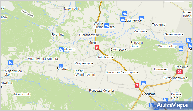 mapa Sulisławice gmina Łoniów, Sulisławice gmina Łoniów na mapie Targeo