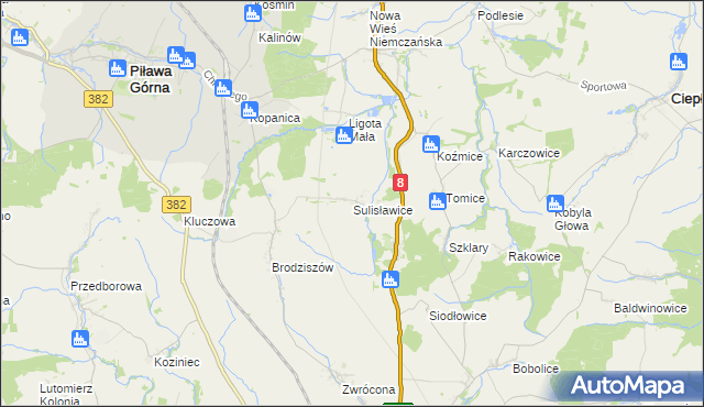 mapa Sulisławice gmina Ząbkowice Śląskie, Sulisławice gmina Ząbkowice Śląskie na mapie Targeo