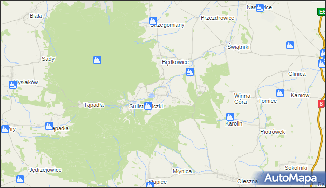 mapa Sulistrowice gmina Sobótka, Sulistrowice gmina Sobótka na mapie Targeo