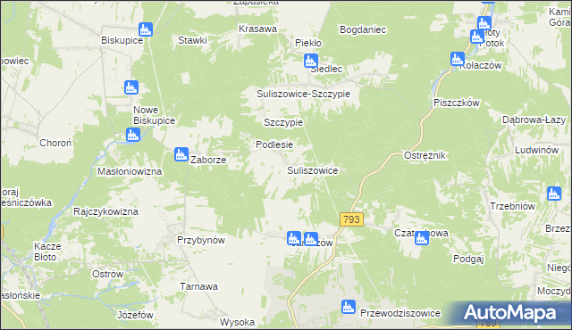 mapa Suliszowice, Suliszowice na mapie Targeo