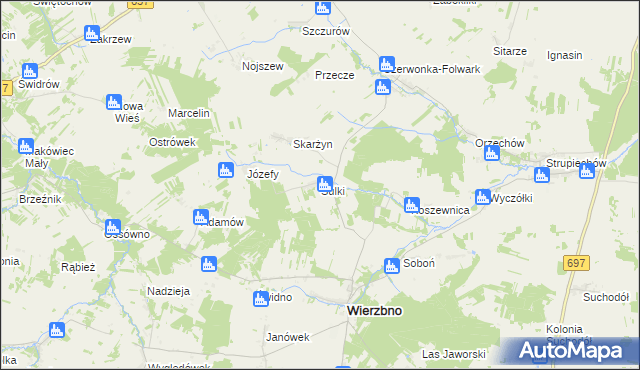 mapa Sulki gmina Wierzbno, Sulki gmina Wierzbno na mapie Targeo
