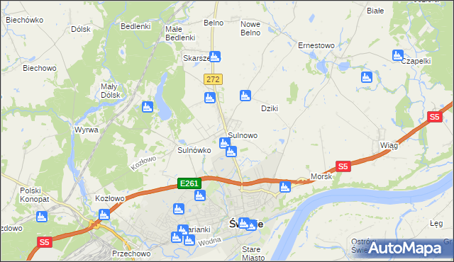 mapa Sulnowo, Sulnowo na mapie Targeo