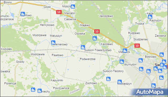 mapa Sułocin-Towarzystwo, Sułocin-Towarzystwo na mapie Targeo