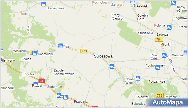 mapa Sułoszowa, Sułoszowa na mapie Targeo