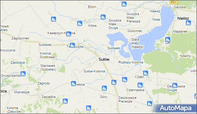mapa Sułów powiat zamojski, Sułów powiat zamojski na mapie Targeo