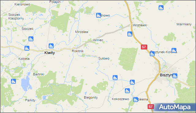 mapa Sułowo gmina Bisztynek, Sułowo gmina Bisztynek na mapie Targeo