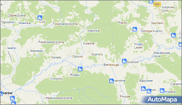 mapa Supruny, Supruny na mapie Targeo