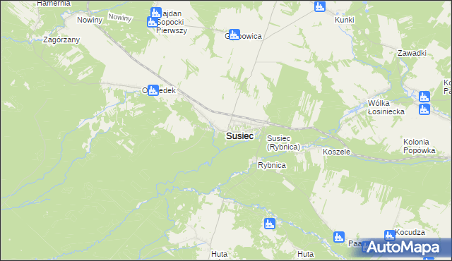 mapa Susiec, Susiec na mapie Targeo