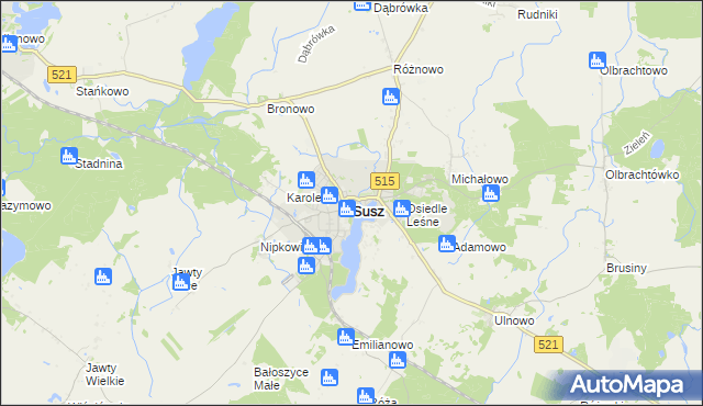 mapa Susz, Susz na mapie Targeo