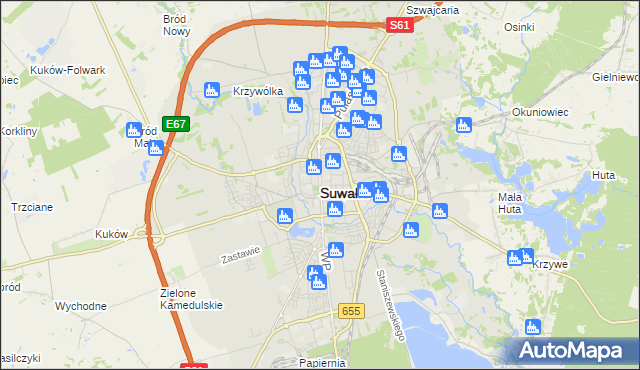 mapa Suwałk, Suwałki na mapie Targeo