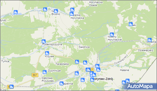 mapa Świdnica gmina Horyniec-Zdrój, Świdnica gmina Horyniec-Zdrój na mapie Targeo