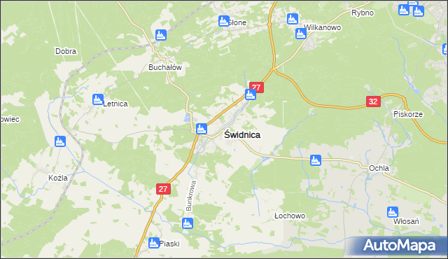 mapa Świdnica powiat zielonogórski, Świdnica powiat zielonogórski na mapie Targeo