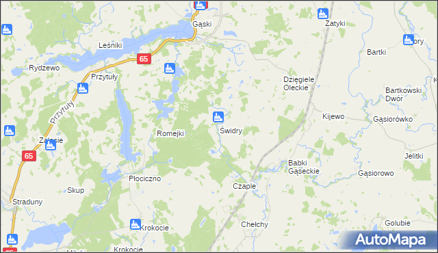 mapa Świdry gmina Olecko, Świdry gmina Olecko na mapie Targeo