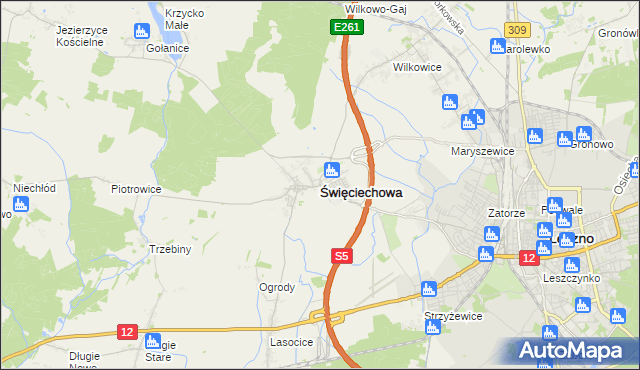 mapa Święciechowa, Święciechowa na mapie Targeo