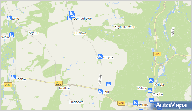mapa Świerczyna gmina Polanów, Świerczyna gmina Polanów na mapie Targeo