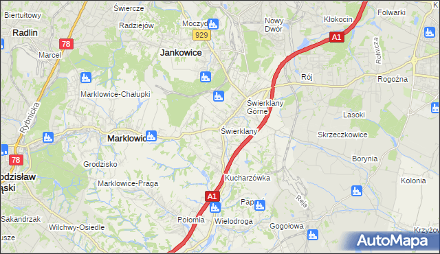 mapa Świerklany, Świerklany na mapie Targeo
