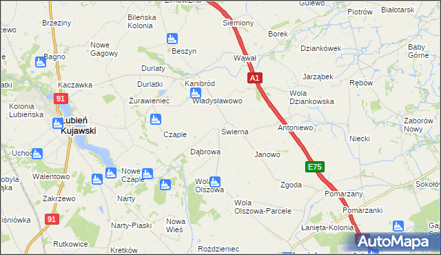 mapa Świerna, Świerna na mapie Targeo