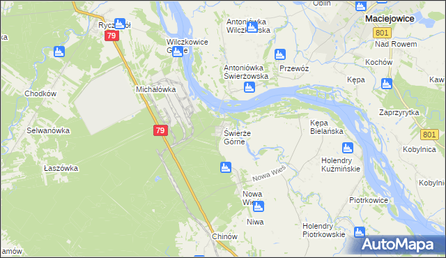 mapa Świerże Górne, Świerże Górne na mapie Targeo