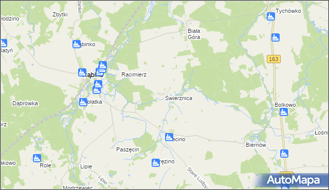 mapa Świerznica gmina Rąbino, Świerznica gmina Rąbino na mapie Targeo