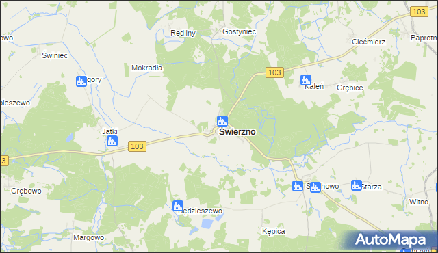 mapa Świerzno powiat kamieński, Świerzno powiat kamieński na mapie Targeo