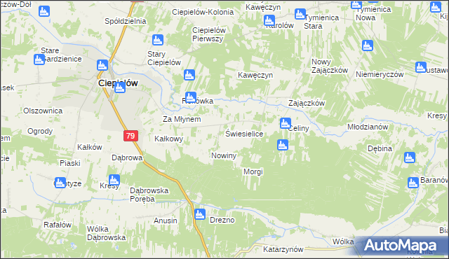 mapa Świesielice, Świesielice na mapie Targeo