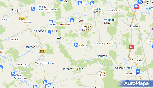 mapa Świniary gmina Mokobody, Świniary gmina Mokobody na mapie Targeo