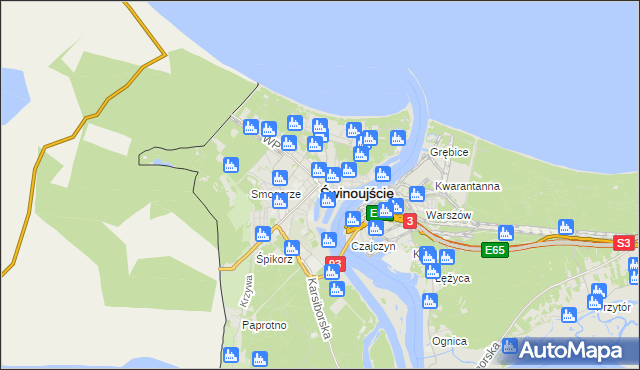 mapa Świnoujście, Świnoujście na mapie Targeo