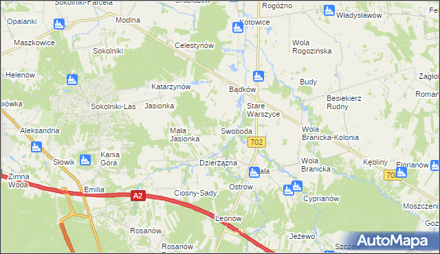 mapa Swoboda gmina Zgierz, Swoboda gmina Zgierz na mapie Targeo
