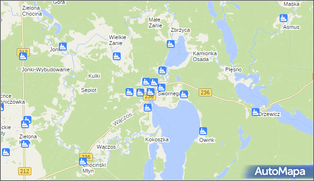 mapa Swornegacie, Swornegacie na mapie Targeo