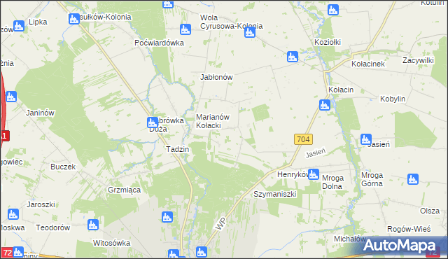 mapa Syberia gmina Brzeziny, Syberia gmina Brzeziny na mapie Targeo