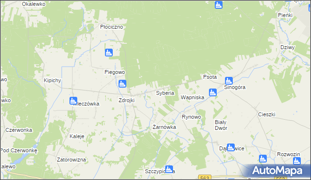 mapa Syberia gmina Lubowidz, Syberia gmina Lubowidz na mapie Targeo