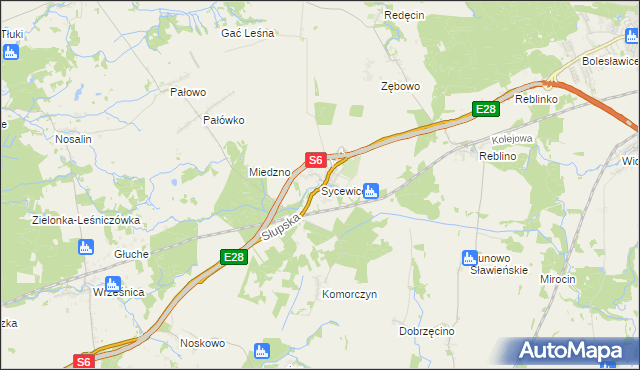 mapa Sycewice, Sycewice na mapie Targeo