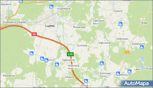mapa Sychowo, Sychowo na mapie Targeo