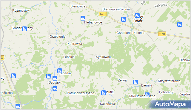 mapa Synkowce, Synkowce na mapie Targeo